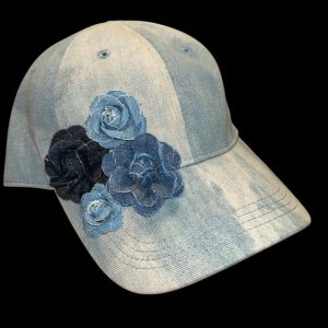 Denim Rosette Baseball Cap