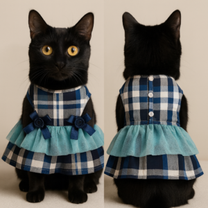 Blue Plaid Bloom Tulle - PET